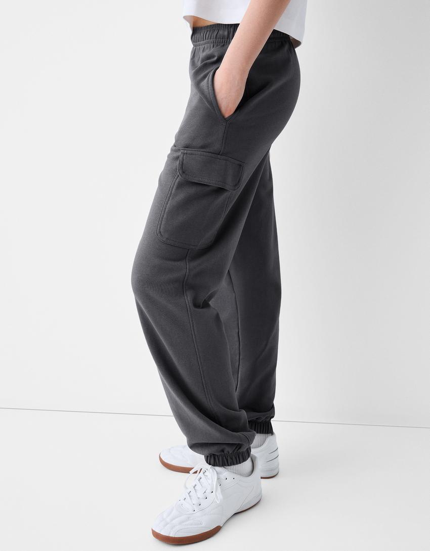 Cargo sweatpants-Dark grey-3