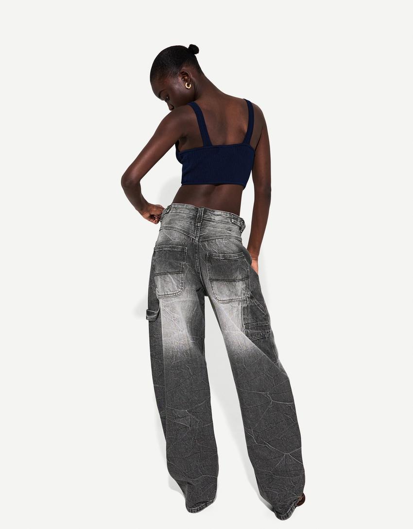 Jeans balloon carpenter ajustable-Negro