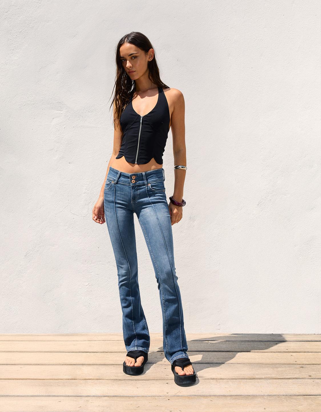 Low-rise boot-cut jeans