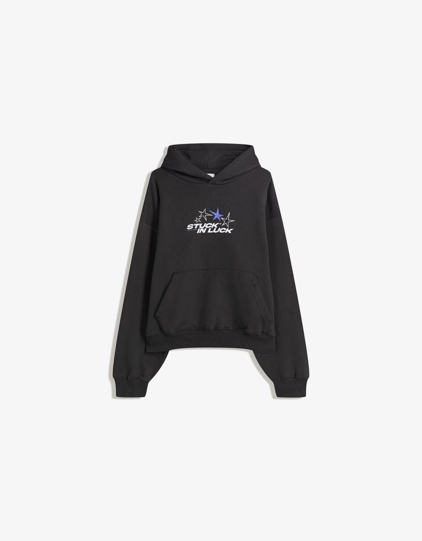 Sweat à capuche imprimé-Gris foncé