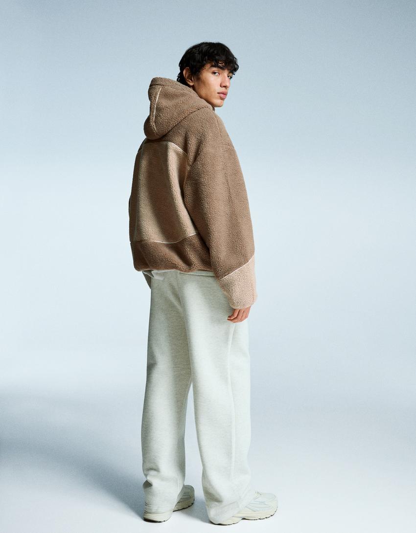 Faux shearling jacket-Camel
