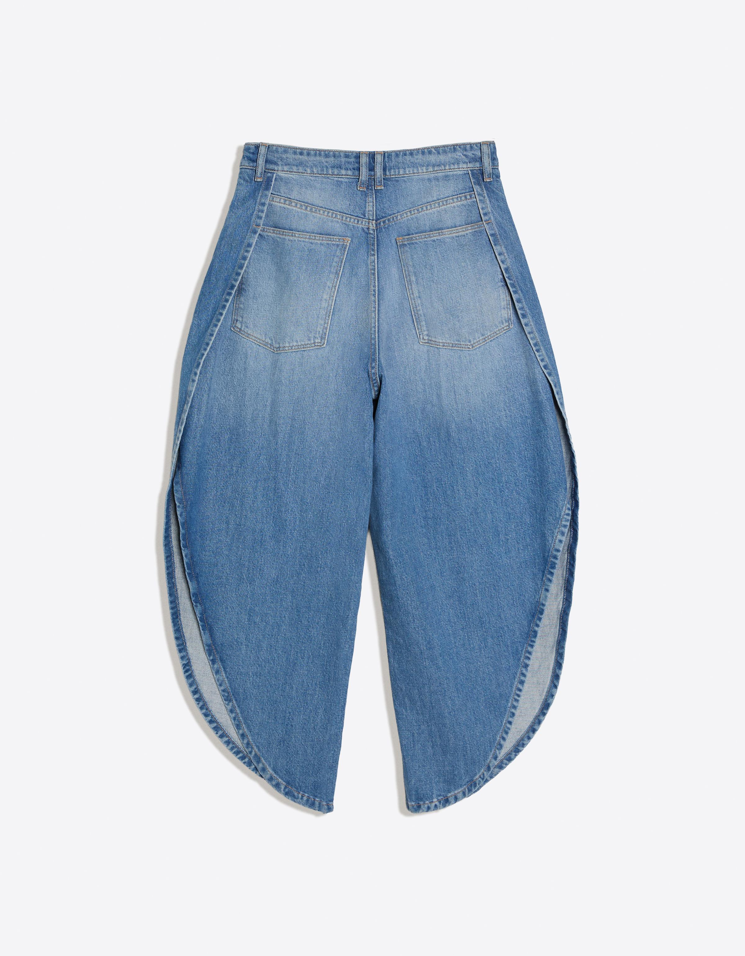 Wide-leg jeans with side split — Light blue