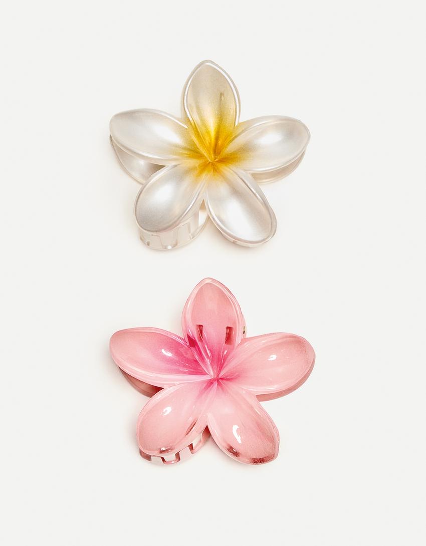 Lot 2 pinces fleur-Rose-3