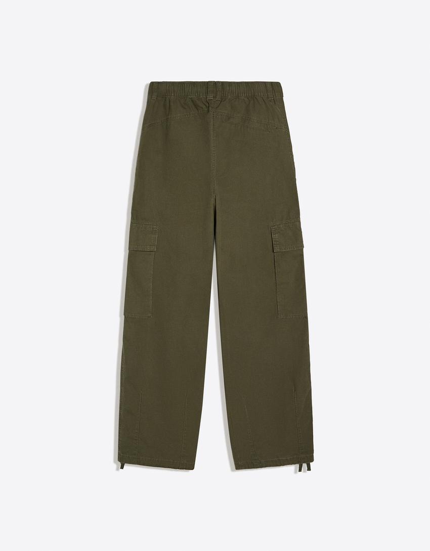 Spodnie cargo o kroju baggy-Khaki
