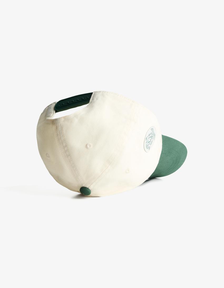 Embroidered cap-Cream