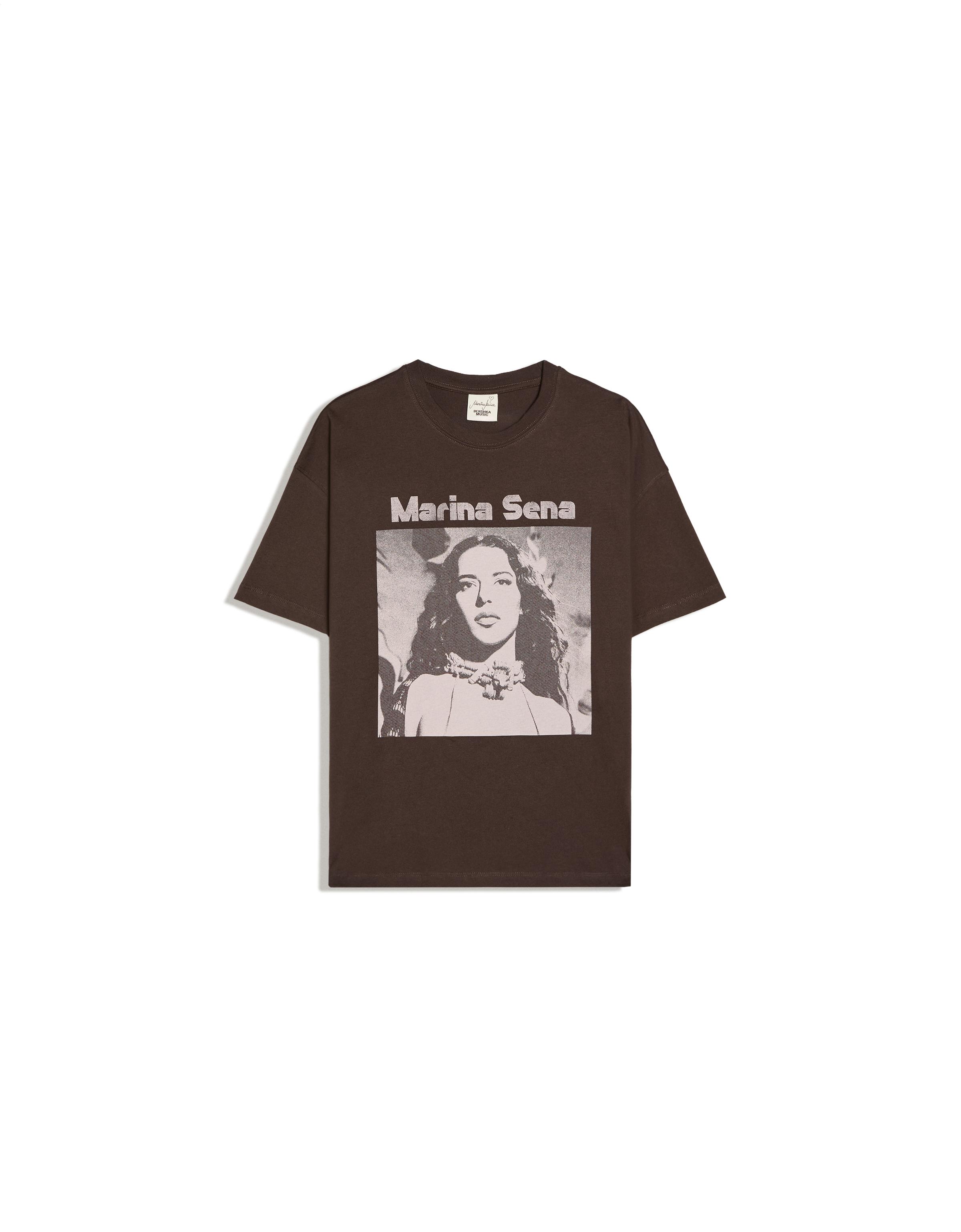 Short sleeve oversize MARINA SENA print T-shirt — Brown
