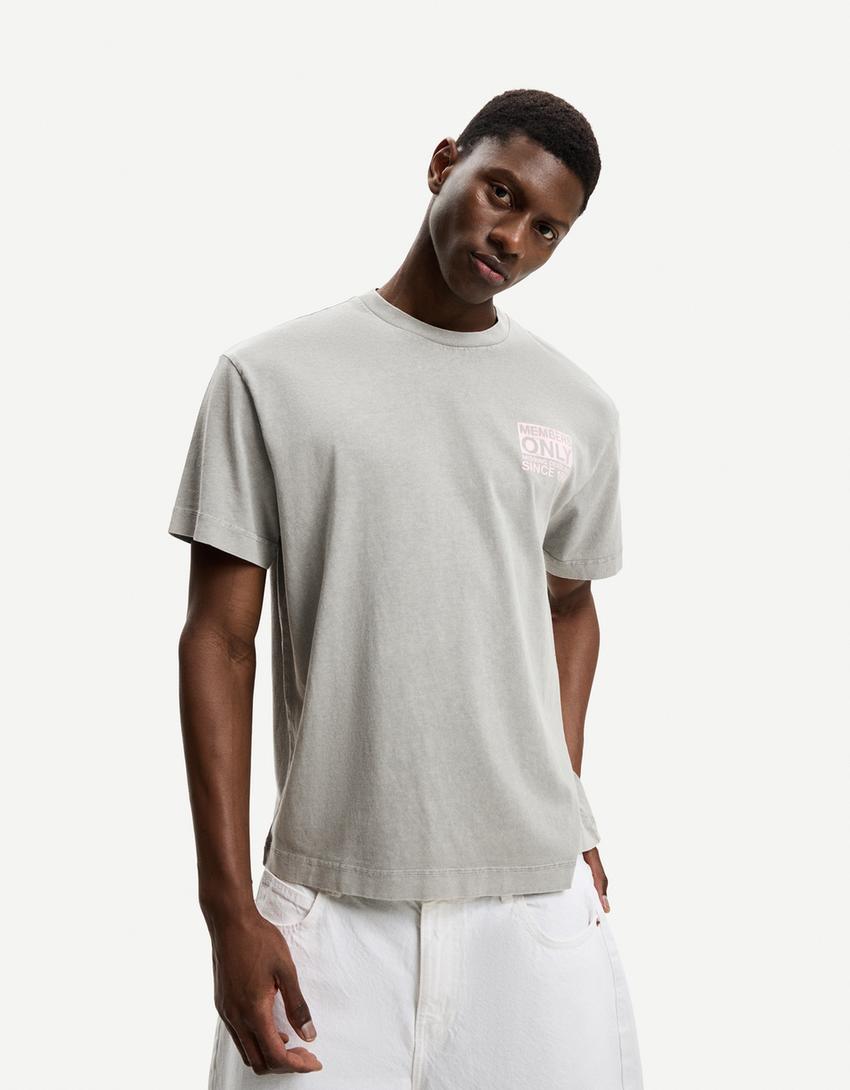Short sleeve T-shirt with print-Dark grey-0