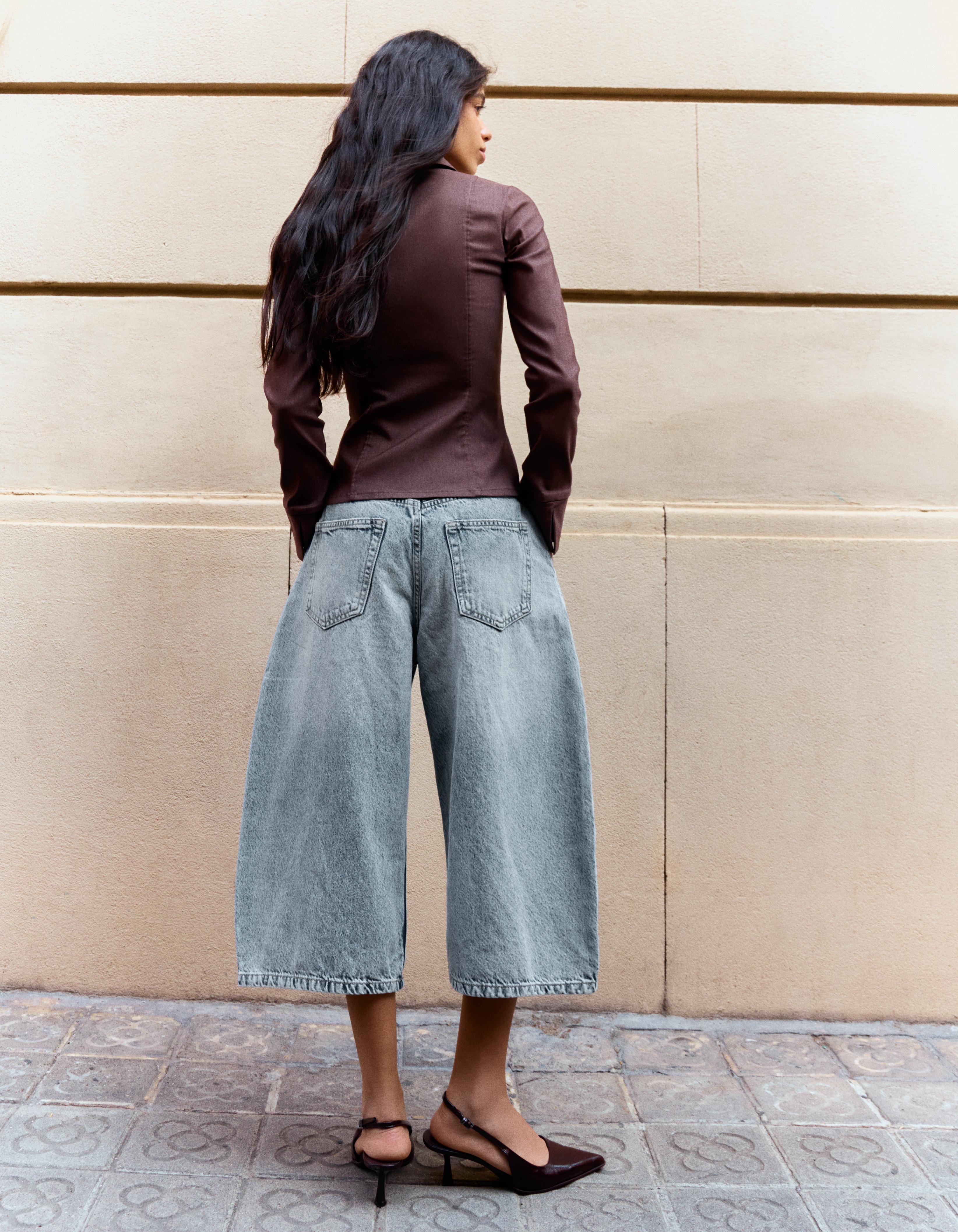 Slouchy denim Bermuda shorts — Light blue