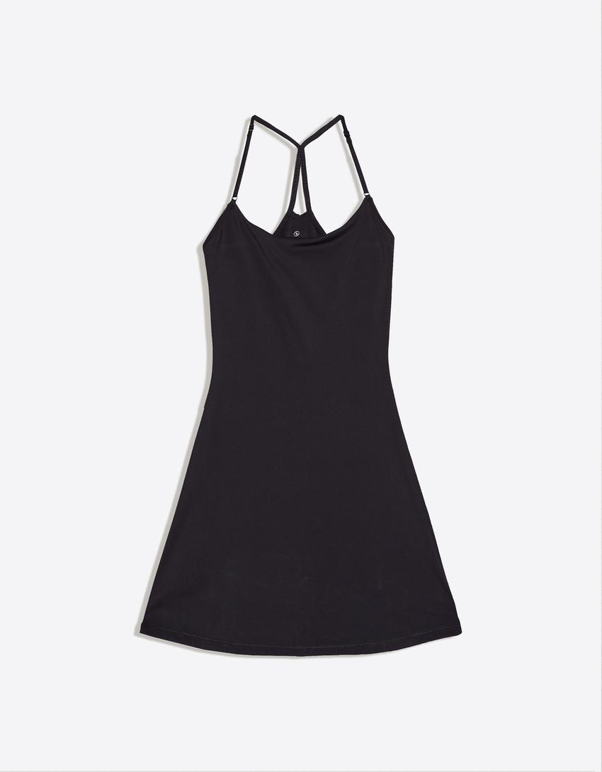 Vestido mini tirantes-Negro