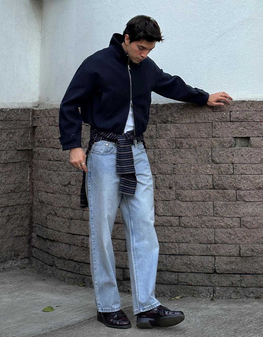 Jeans straight-Azul lavado