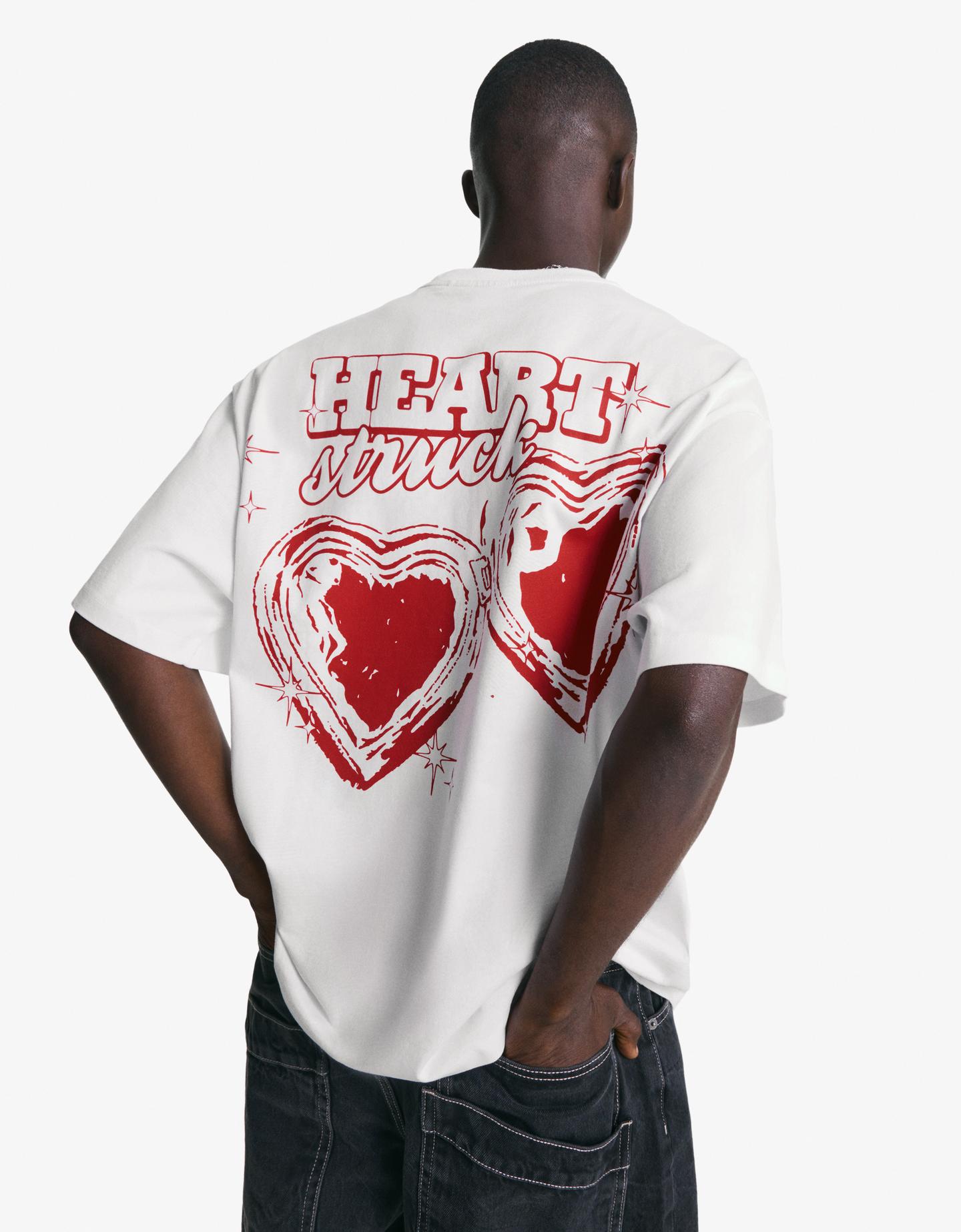 Bershka koszulka z krótkim rękawem i nadrukiem biały