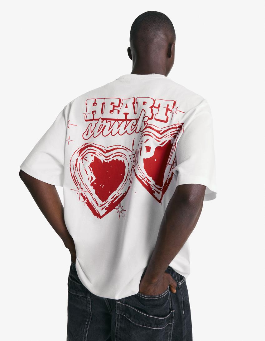 Kortærmet T-shirt med print-Hvid-2