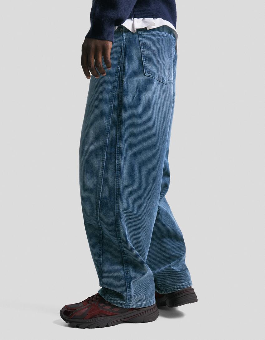 Super Baggy Cordhose-Blau