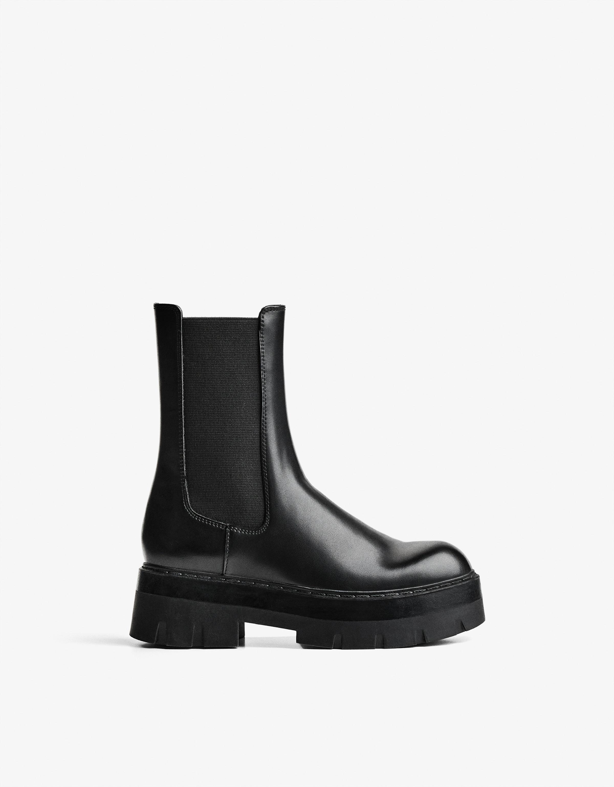 Bershka Stiefelette Mit Elastikeinsatz Damen 38 Schwarz
