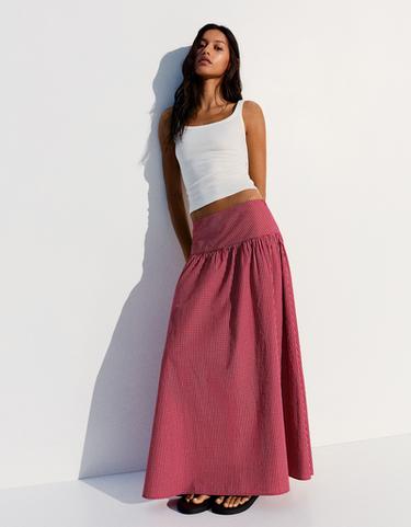 A-line midi skirt — Red 1