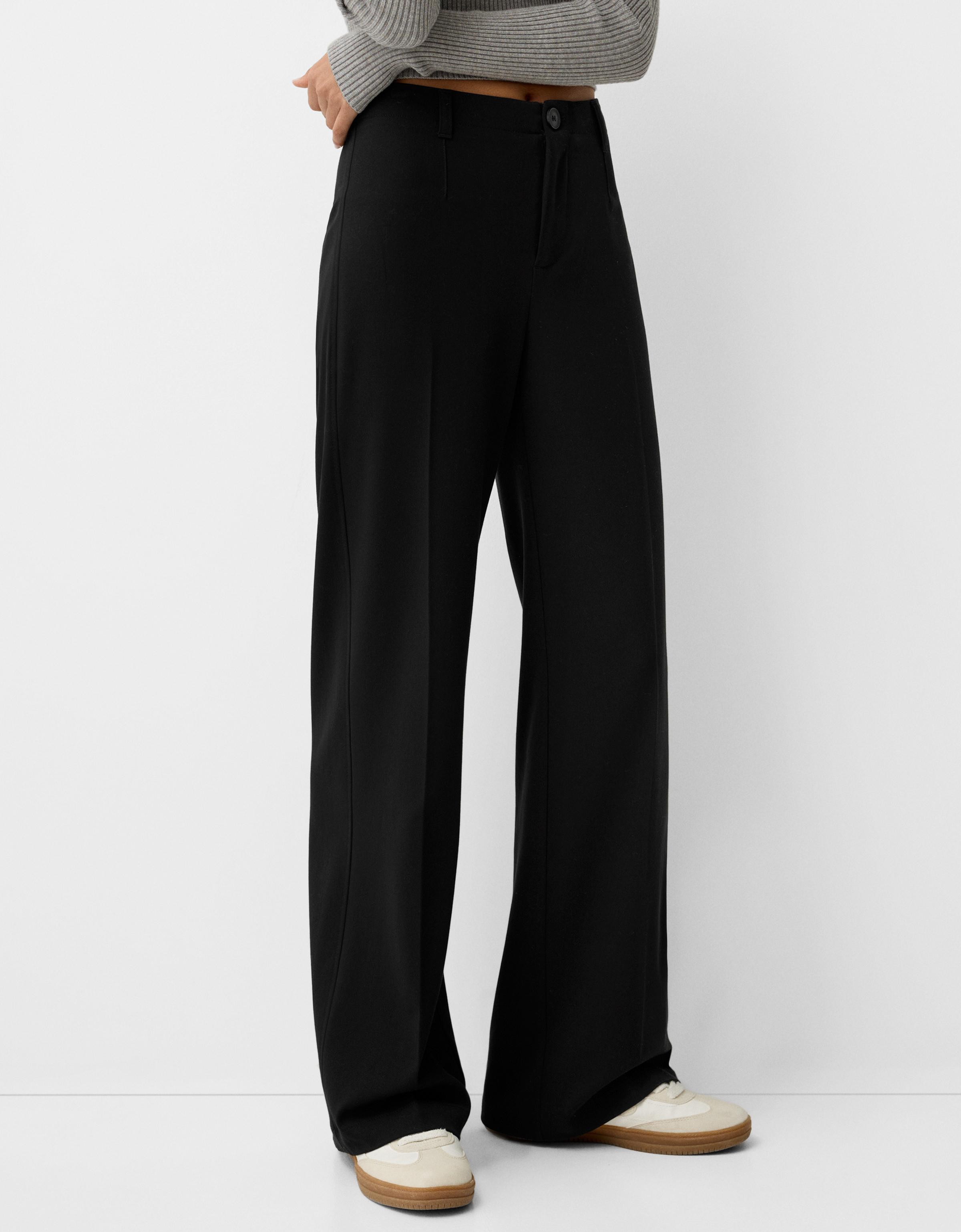 Bershka Wide Leg Tailoring-Hose Damen 42 Schwarz