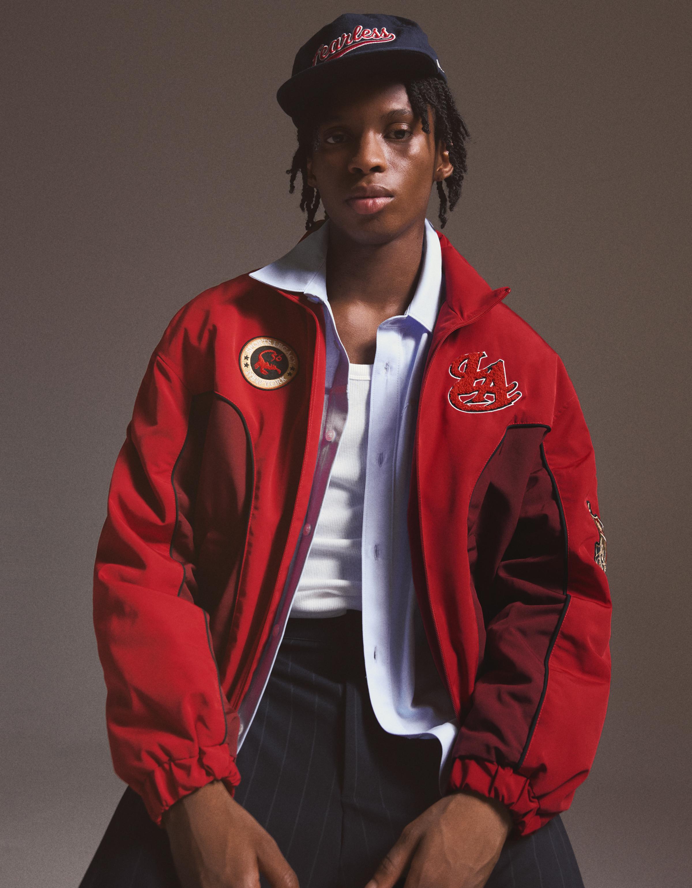 Printed zip-up jacket — Red