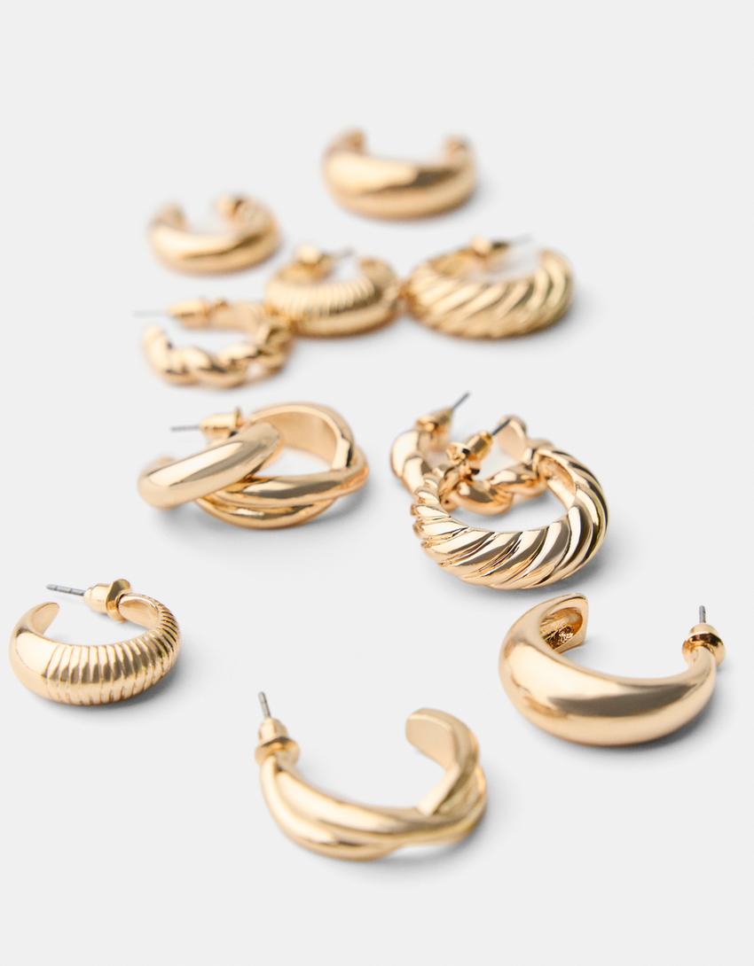 Pack 6 pendientes aros-Oro