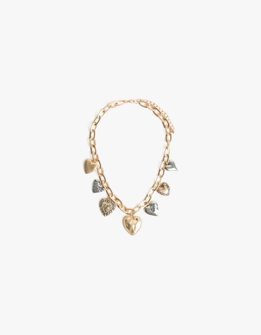 Ketting met meerdere strengen en hangers-Goud