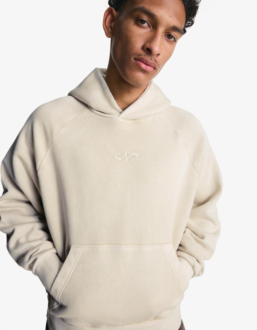 Sudadera boxy capucha-Arena