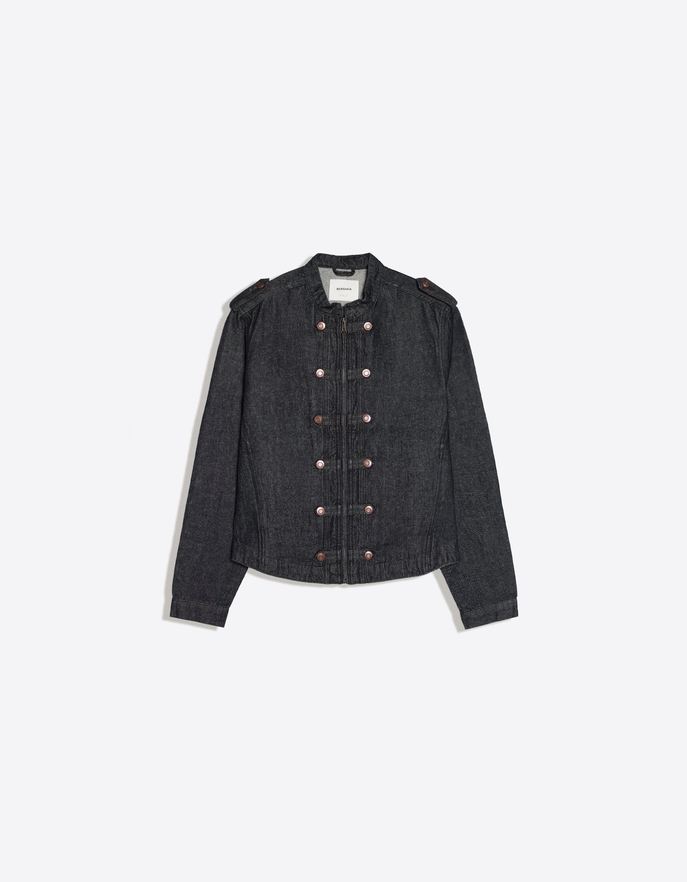 Denim shirt with buttons — Navy