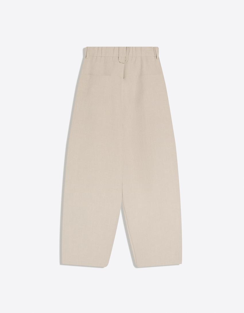 Super baggy fit tailored pantolon-Taş rengi