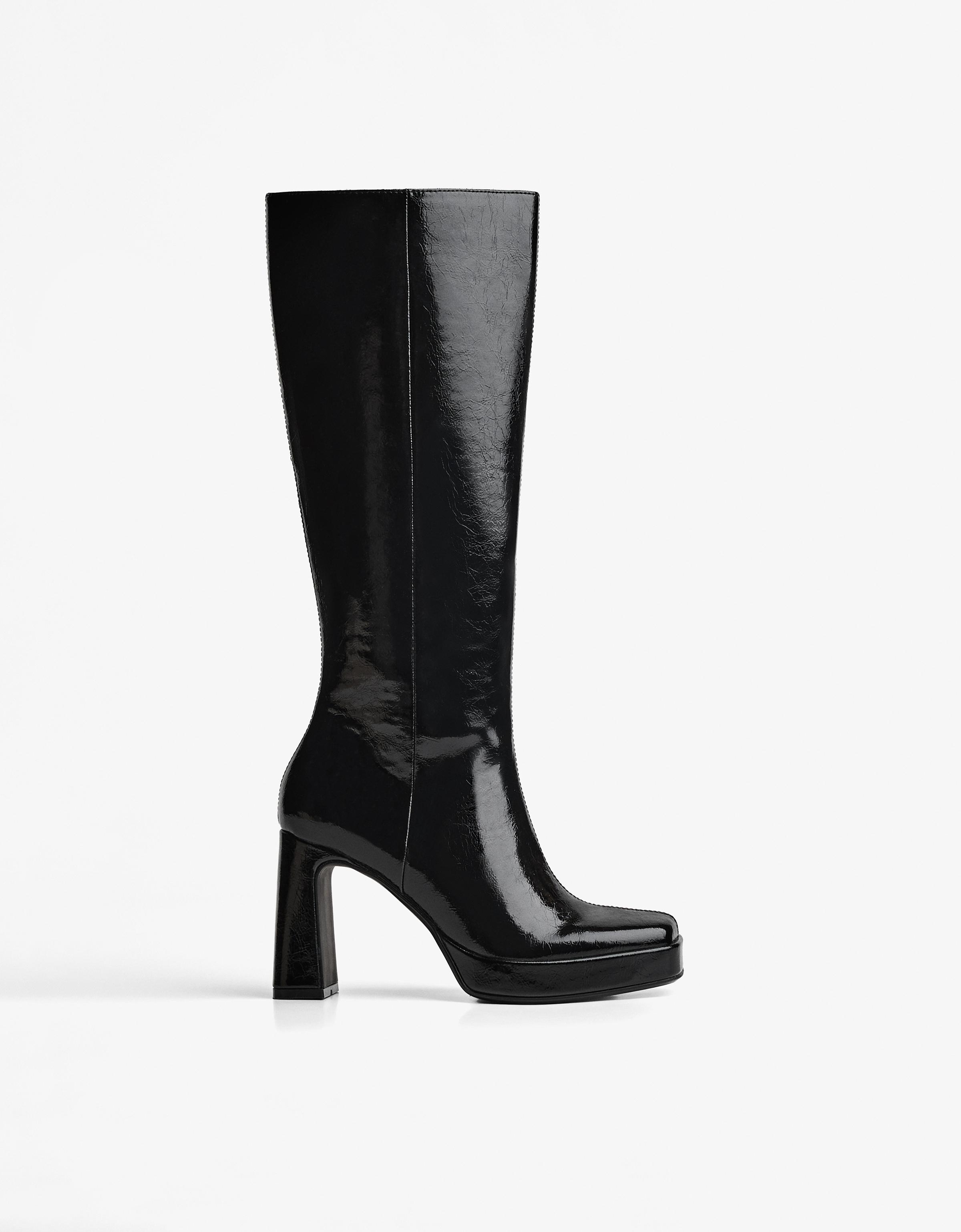 Platform heel boots — BLACK