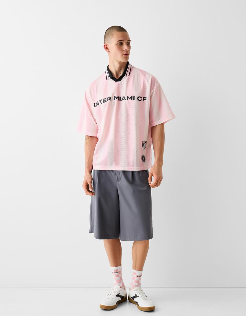 T-shirt polo Inter Miami CF rayures mesh-Rose-4