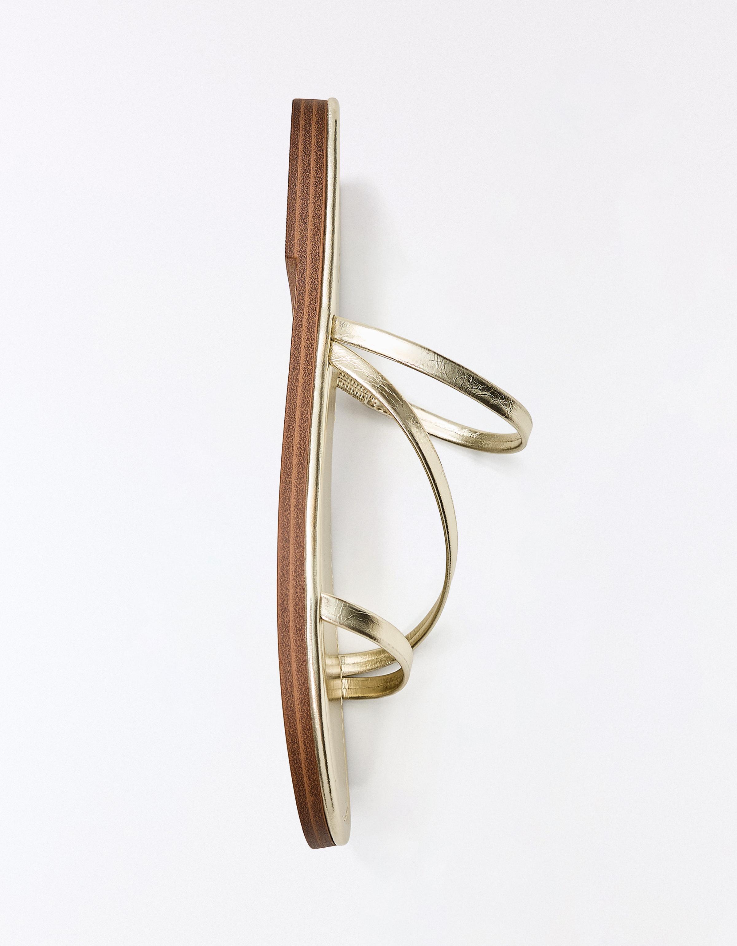 Multi-strap flat slider sandals — Gold