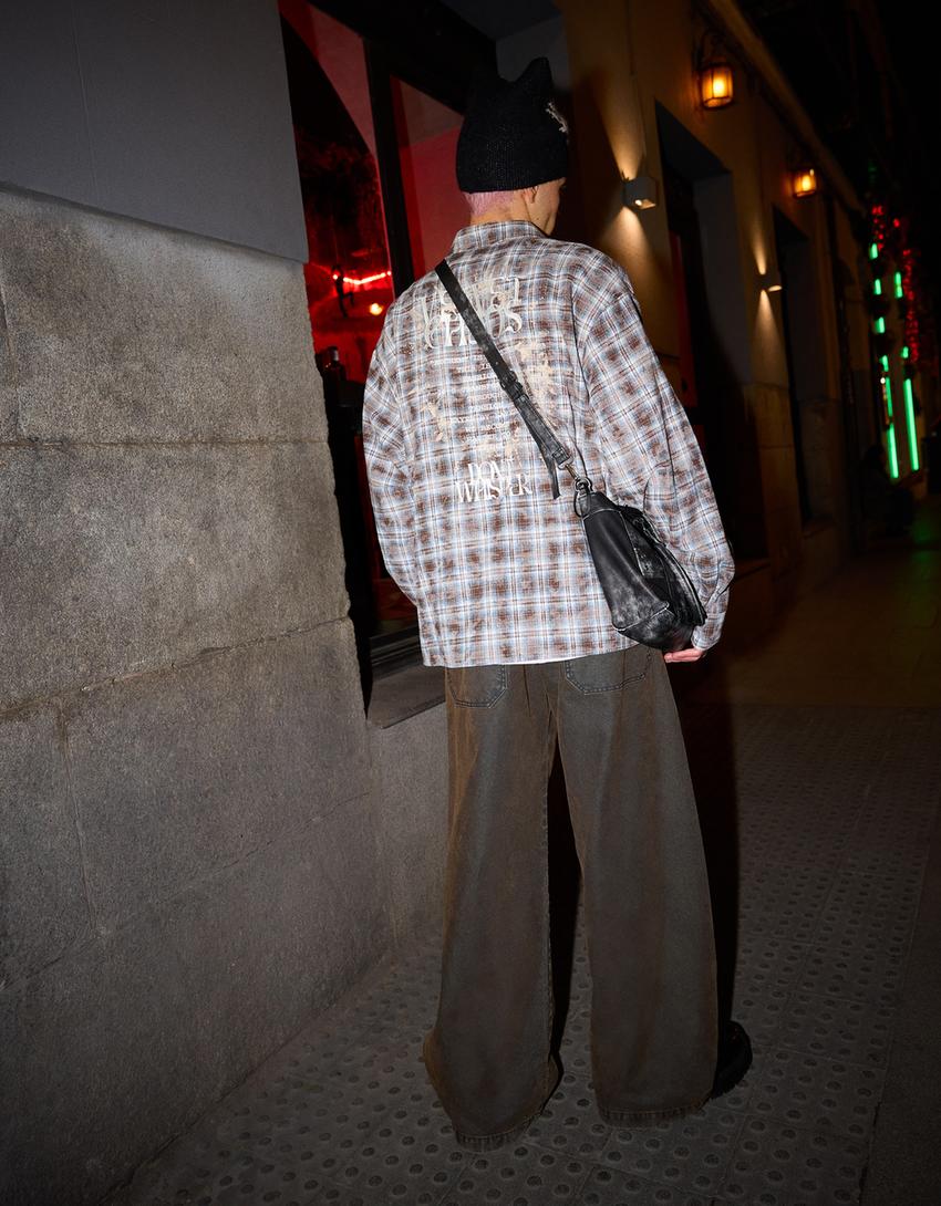 Mega-baggy waxed trousers-Khaki