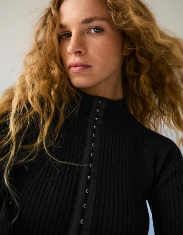 Fitted popper jumper — Black 3