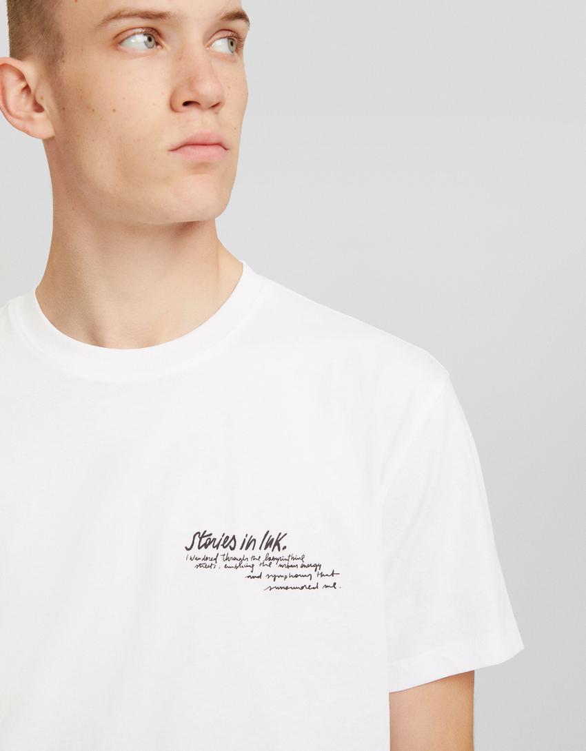 T-shirt manches courtes imprimé floral-Blanc-2