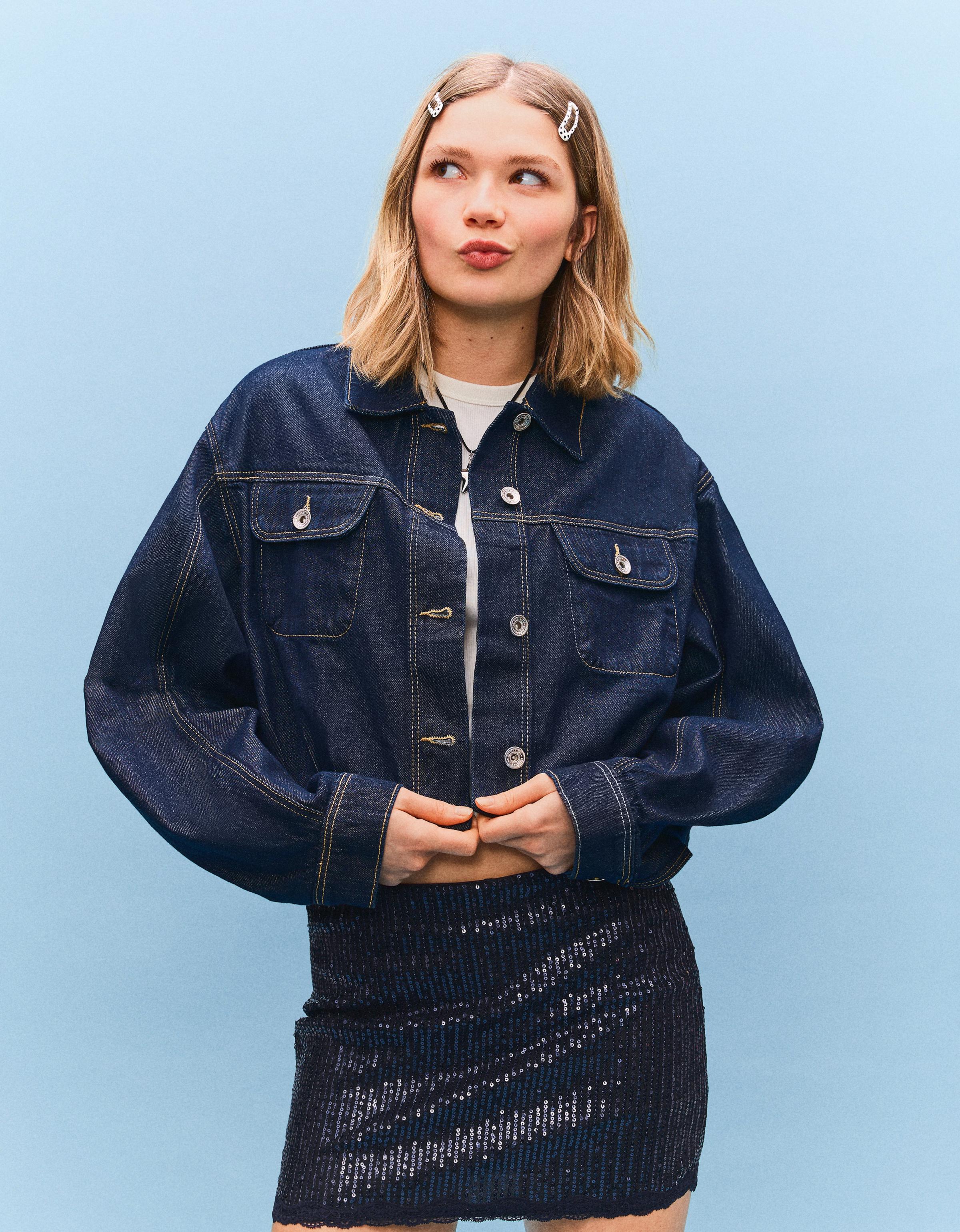Sequin lace mini skirt — Navy
