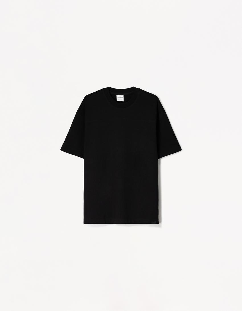 Short sleeve plush T-shirt-Black