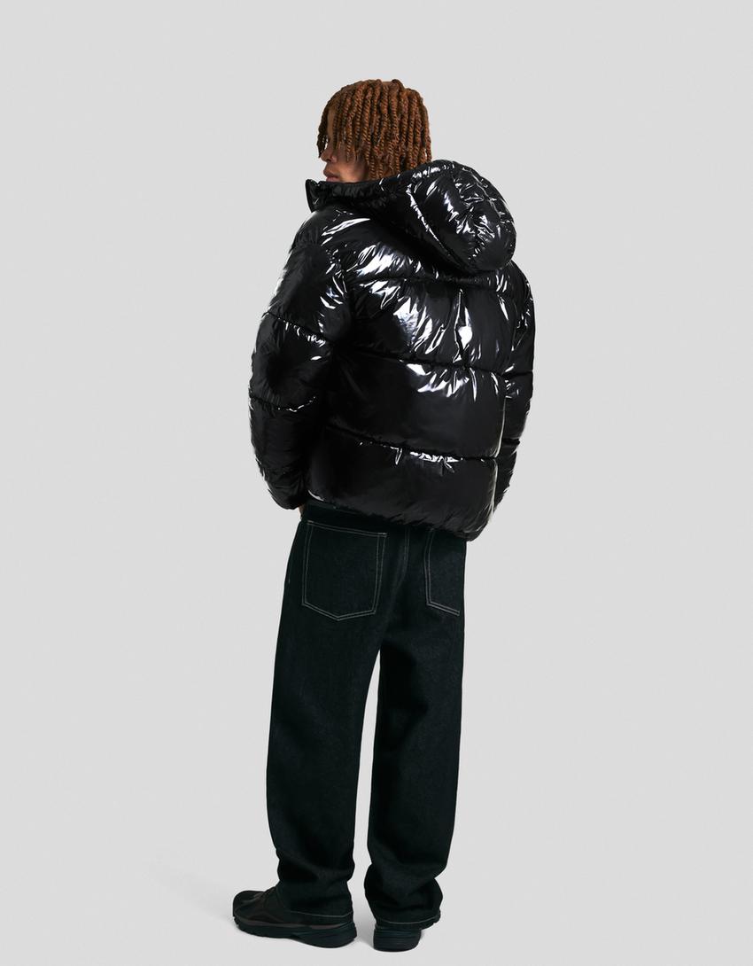 Hooded puffer jacket-Black