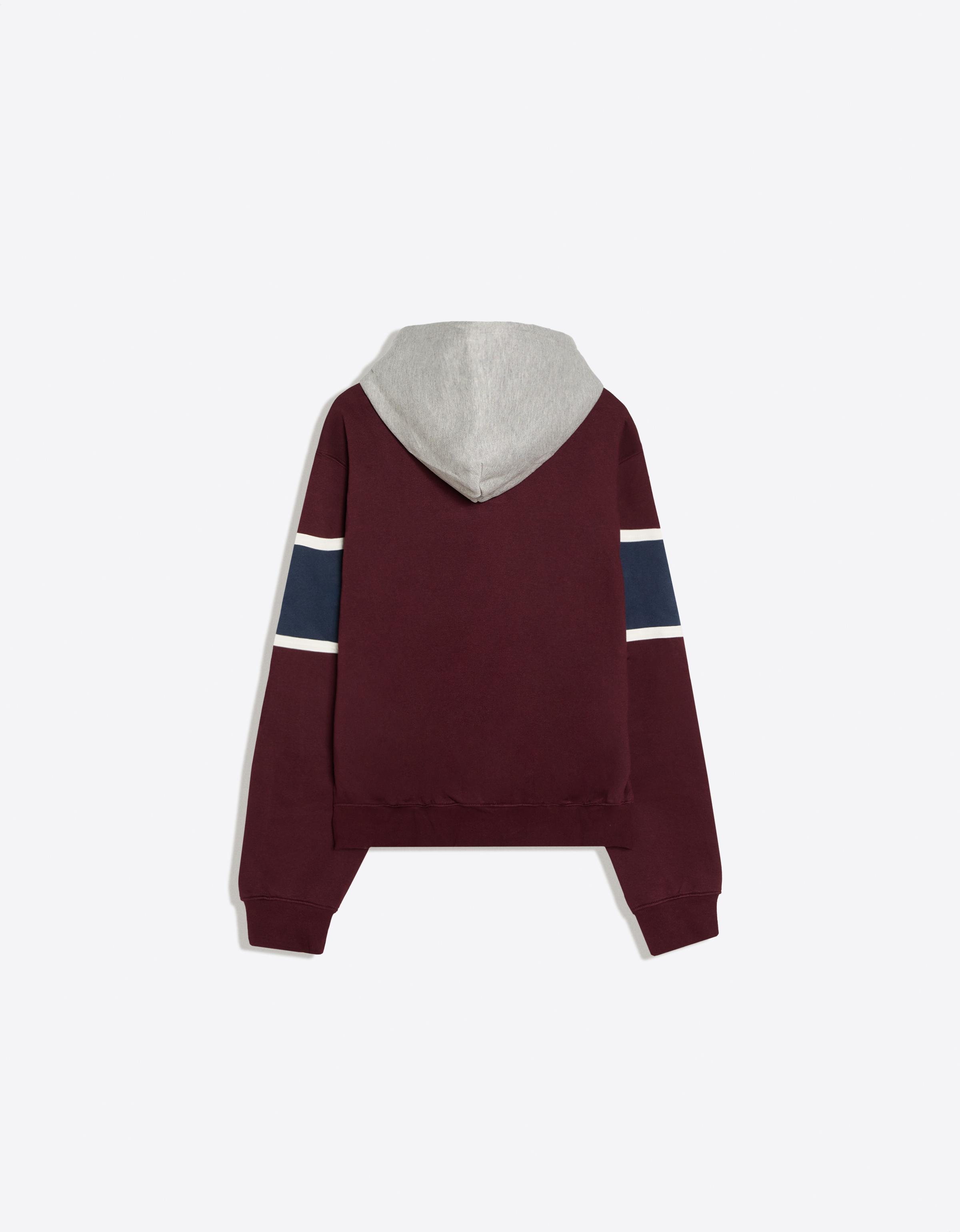Contrast print hoodie — Burgundy