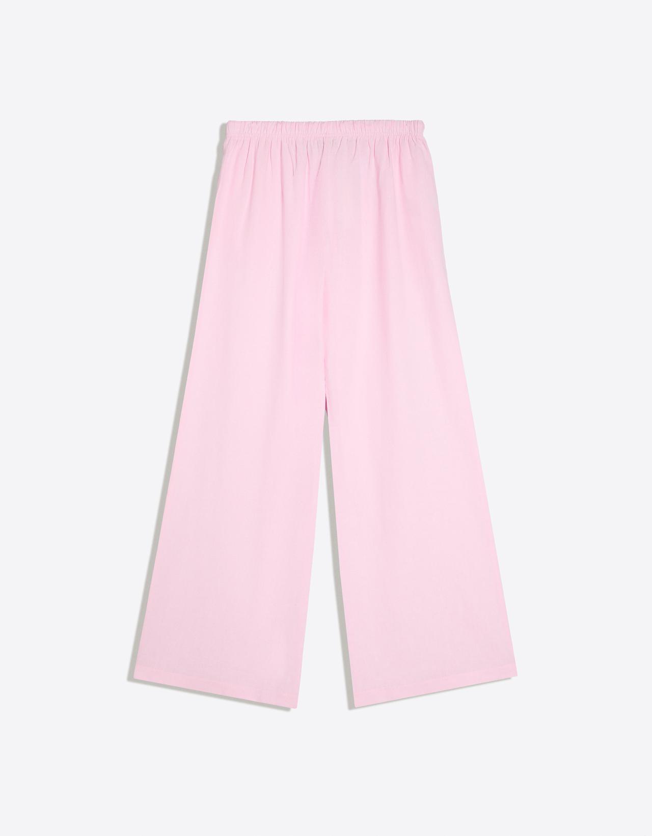 Elasticated waist trousers with linen — Pink