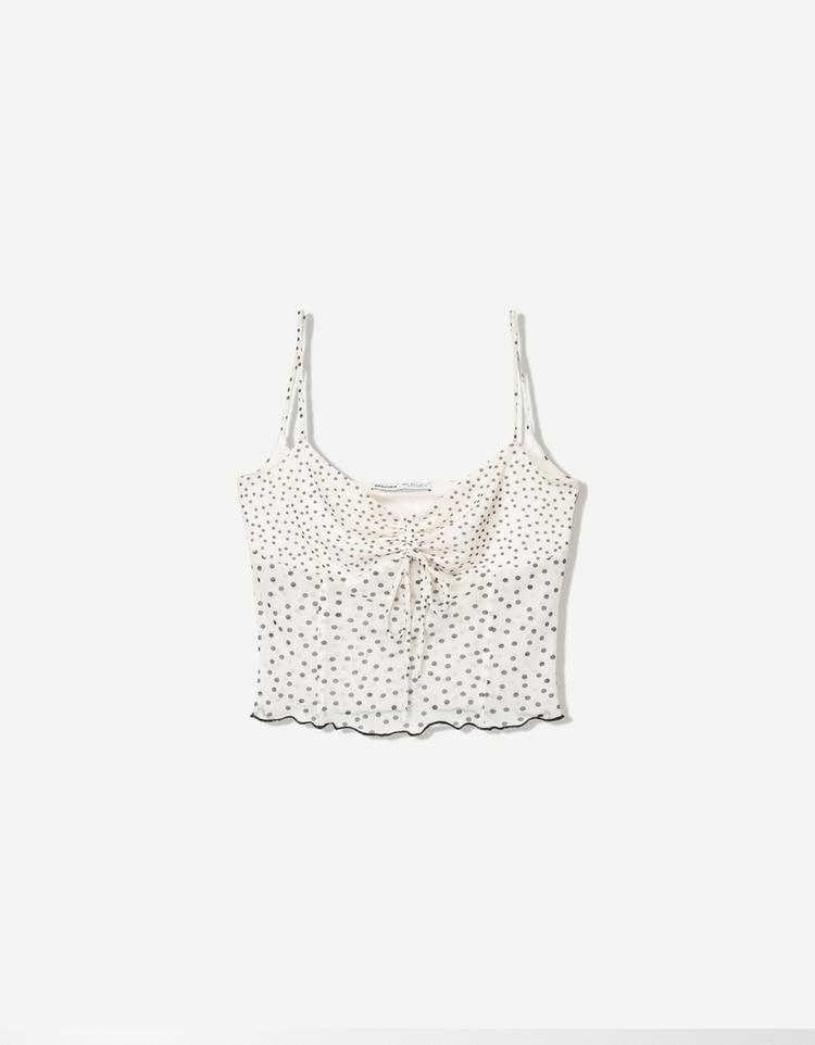 Printed tulle strappy top