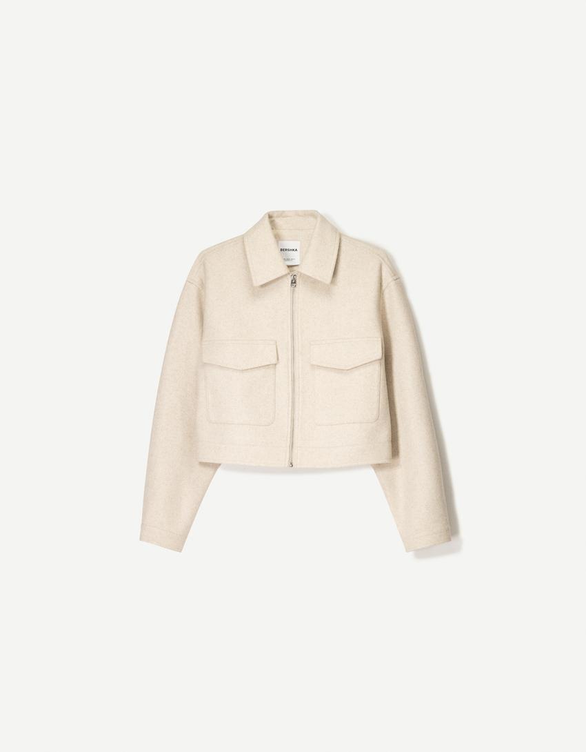 Casaco cropped suave-Cru