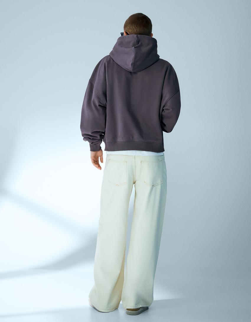 Boxy crop zip sweatshirt-Blue