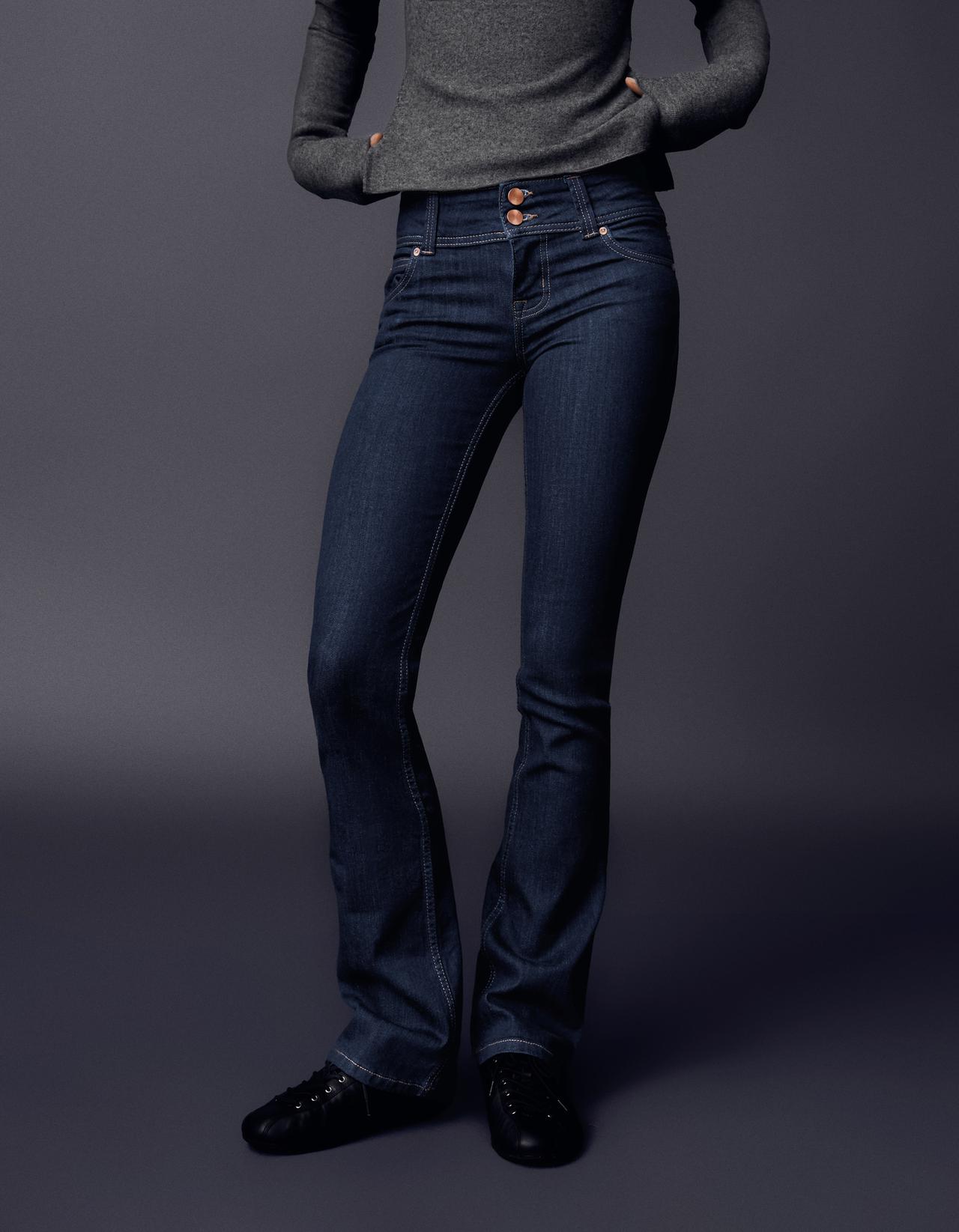 Boot-cut jeans with tabs — Navy