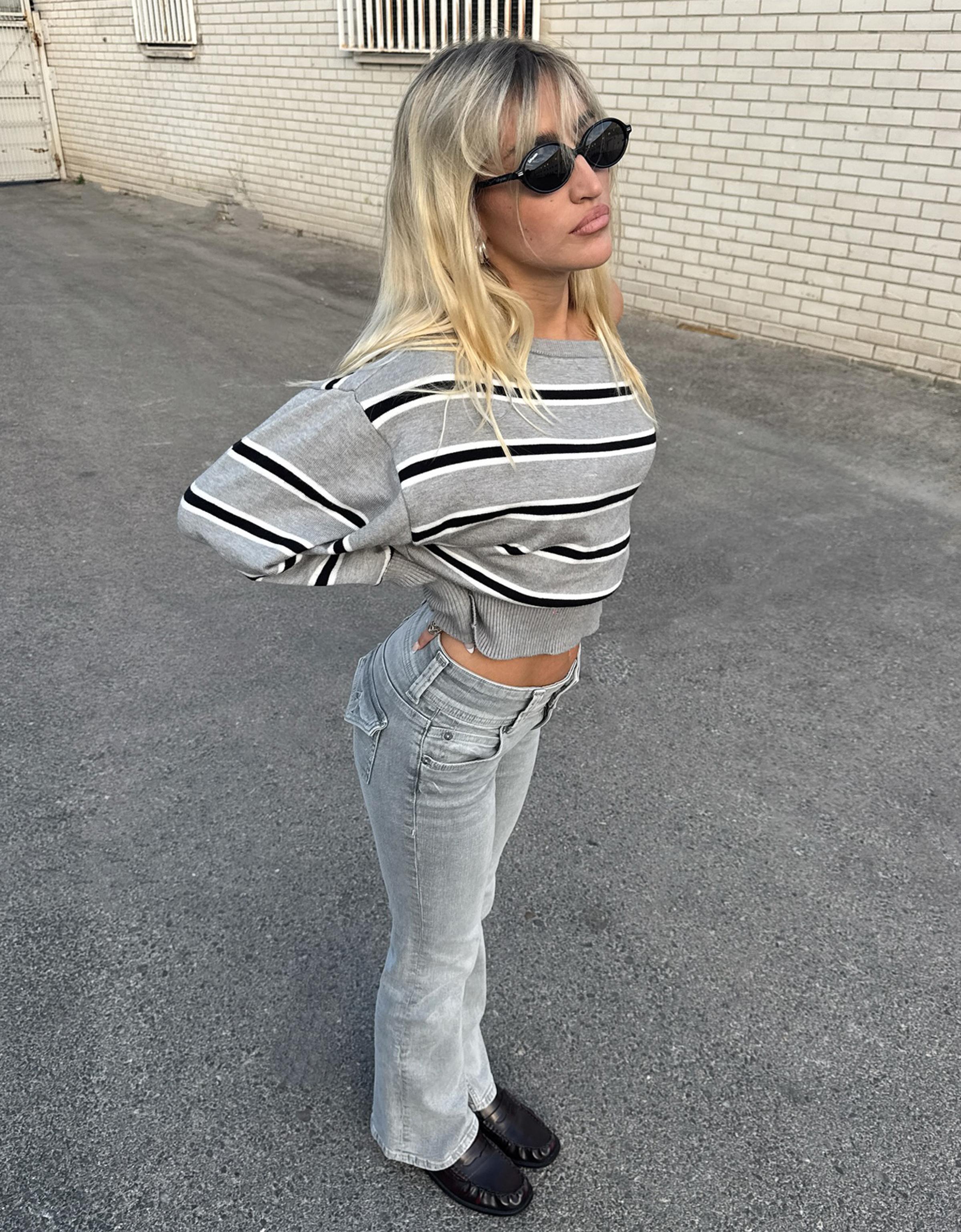 Bershka Bootcut Jeans Mit Taschen Damen 36 Grau