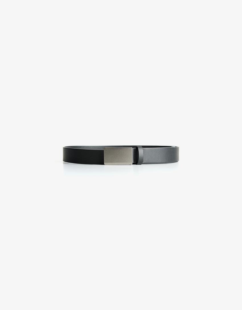 Cinturón hebilla placa-Negro-2