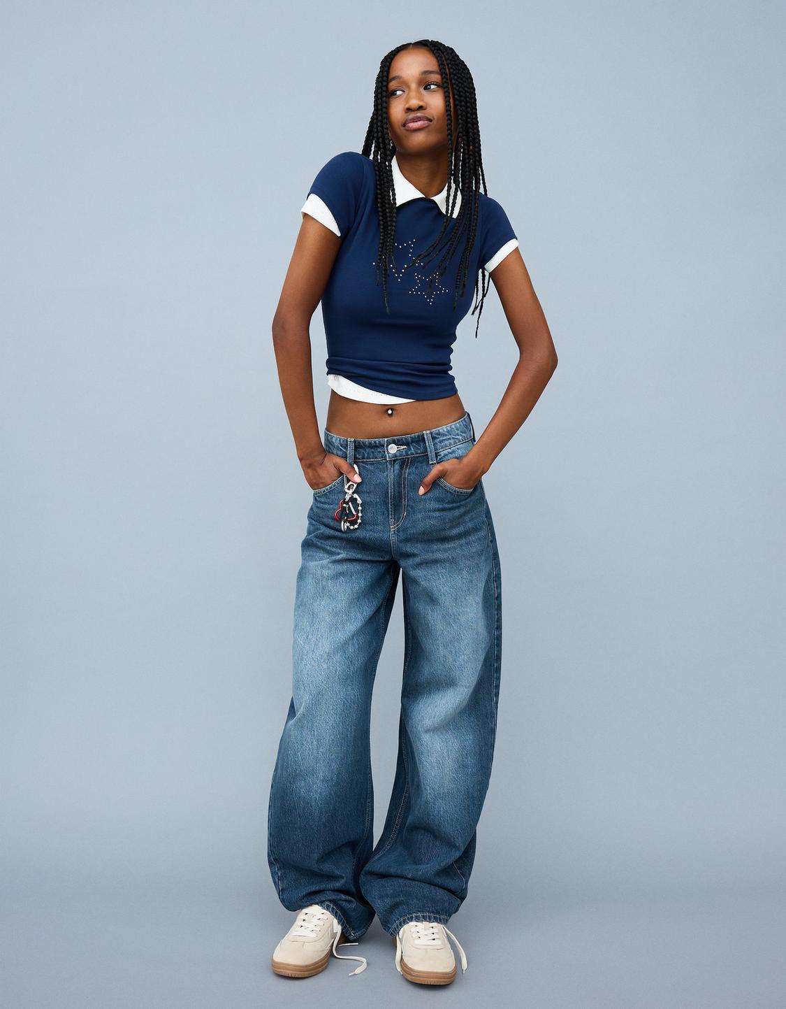 Wide-leg barrel jeans