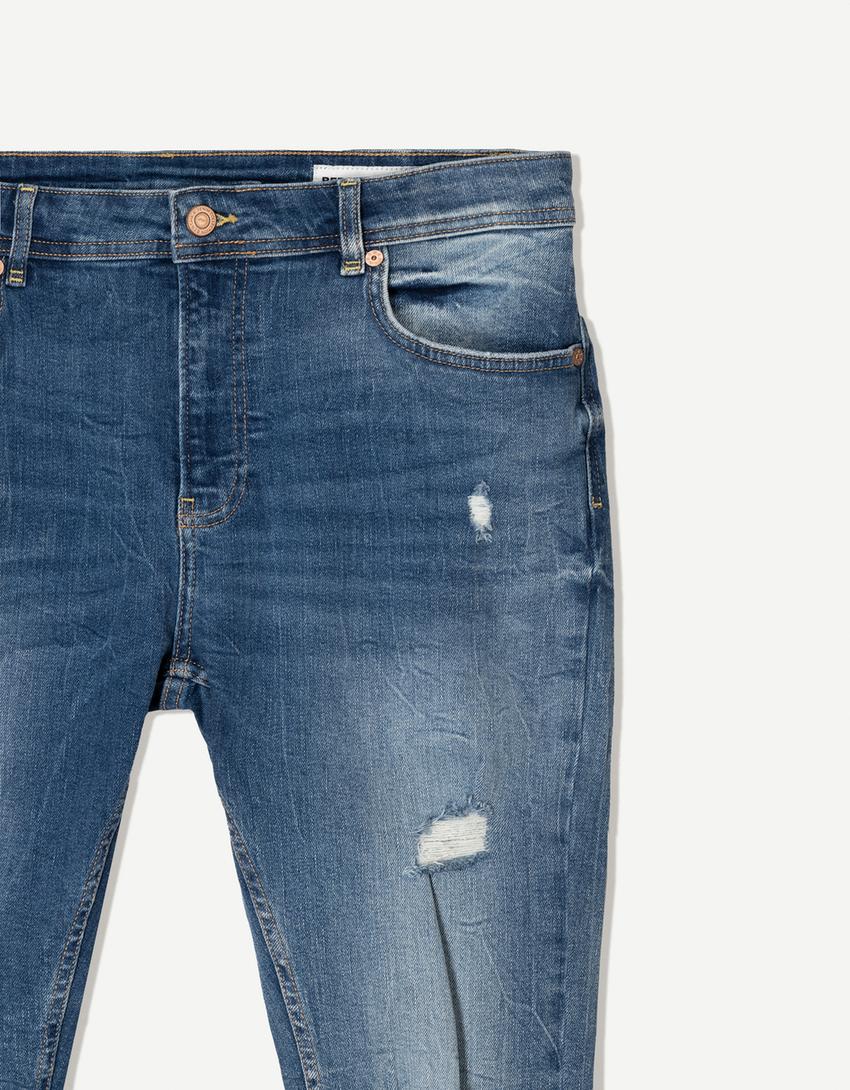 Super Skinny Jeans mit Rissen-Blau-2