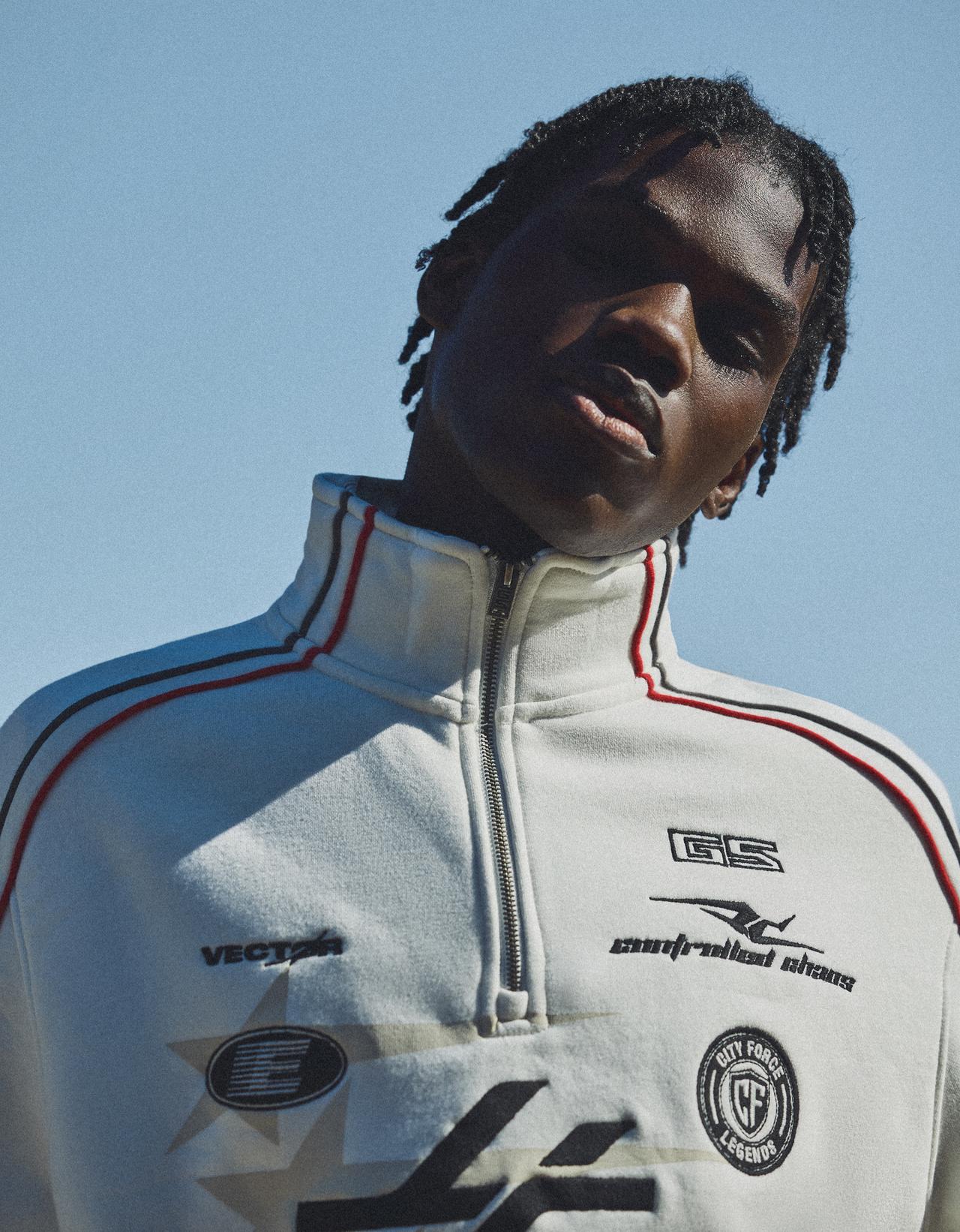 Graphic half-length zip jumper — Off white