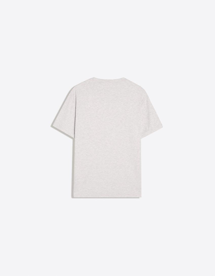 Fitilli slim fit tişört-Gri