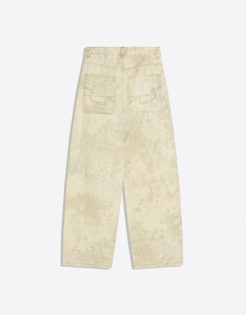 Jeans barrel print-Verde