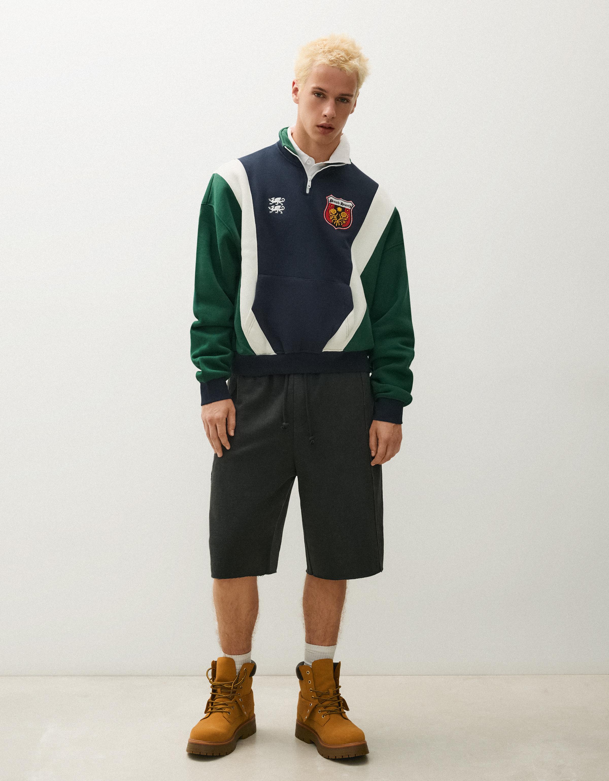 Bershka Fermuarlı baskılı sweatshirt görsel 4