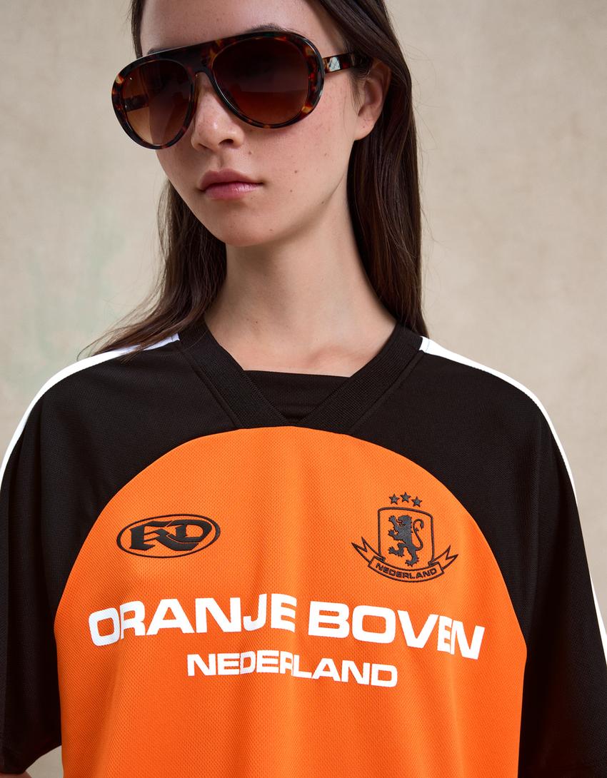 Oversized oranje T-shirt met met korte mouwen Koninsdag collectie-Oranje